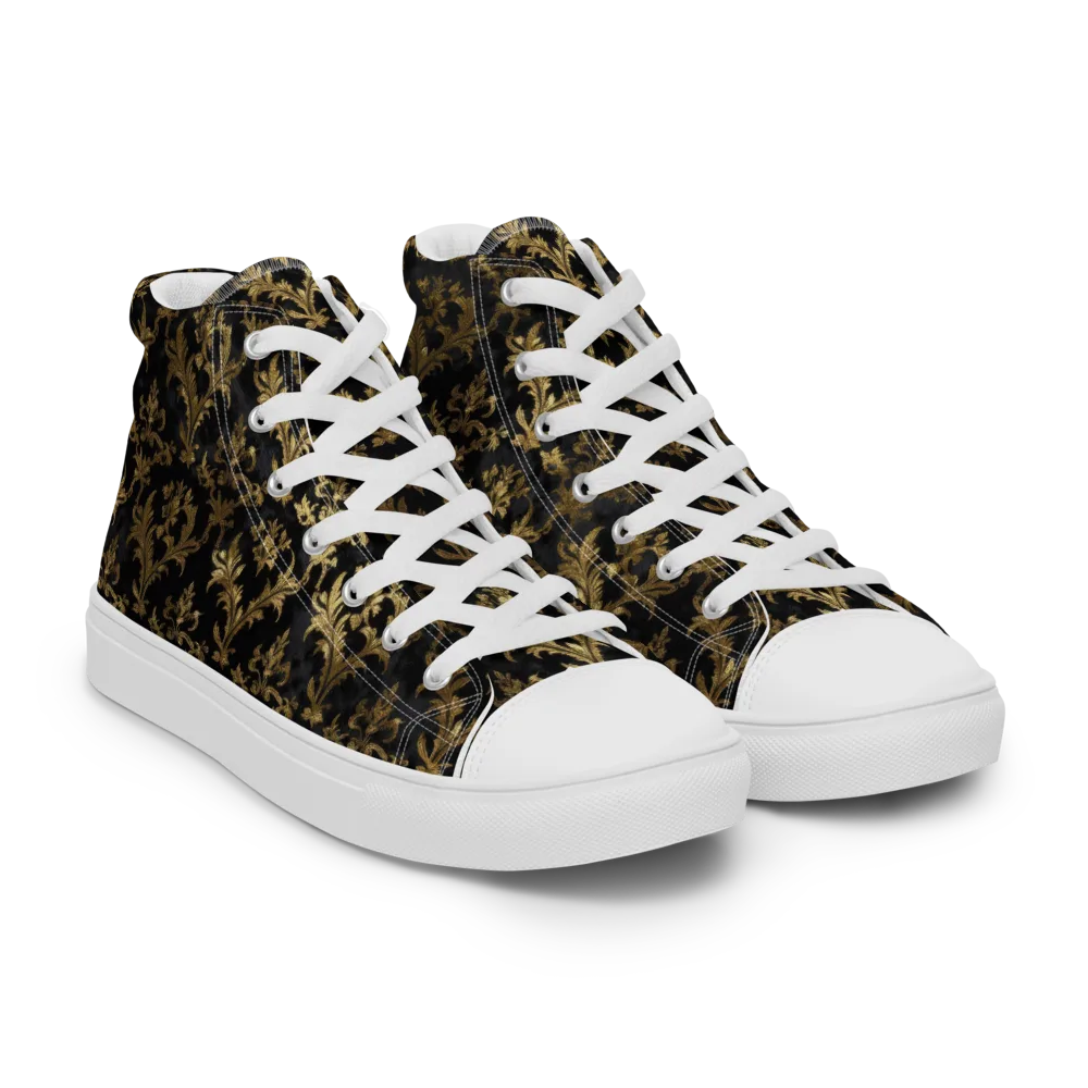 Gilded Damask on Women's High Top Canvas Shoes — Right Front