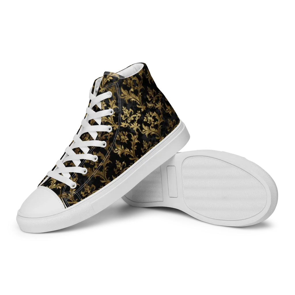 Gilded Damask on Women's High Top Canvas Shoes — Left