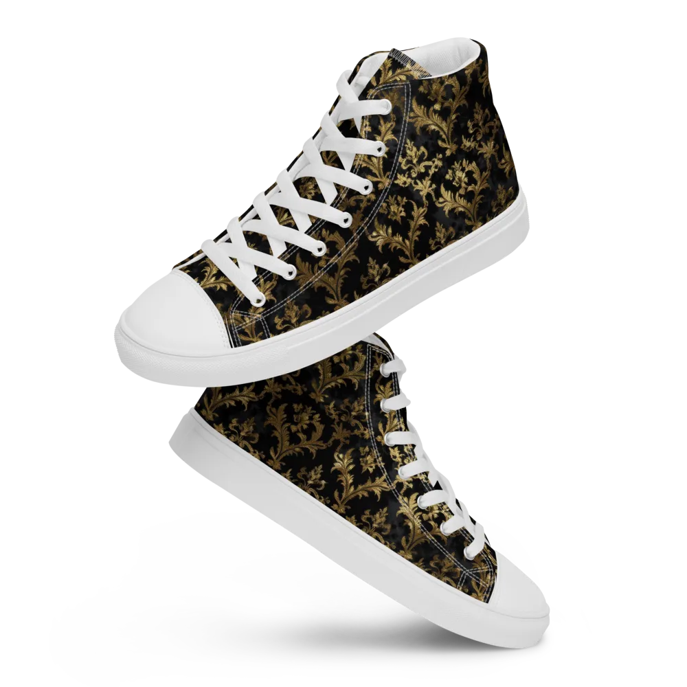Gilded Damask on Women's High Top Canvas Shoes — Front