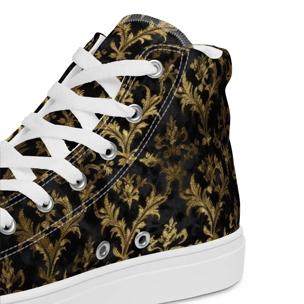 Gilded Damask on Women's High Top Canvas Shoes — Product details 2