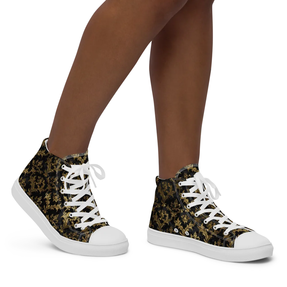 Gilded Damask on Women's High Top Canvas Shoes — Right