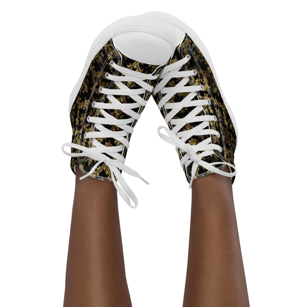 Gilded Damask on Women's High Top Canvas Shoes — Front