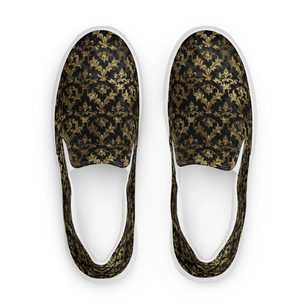 Gilded Damask on Men's Slip-On Canvas Shoes — Front