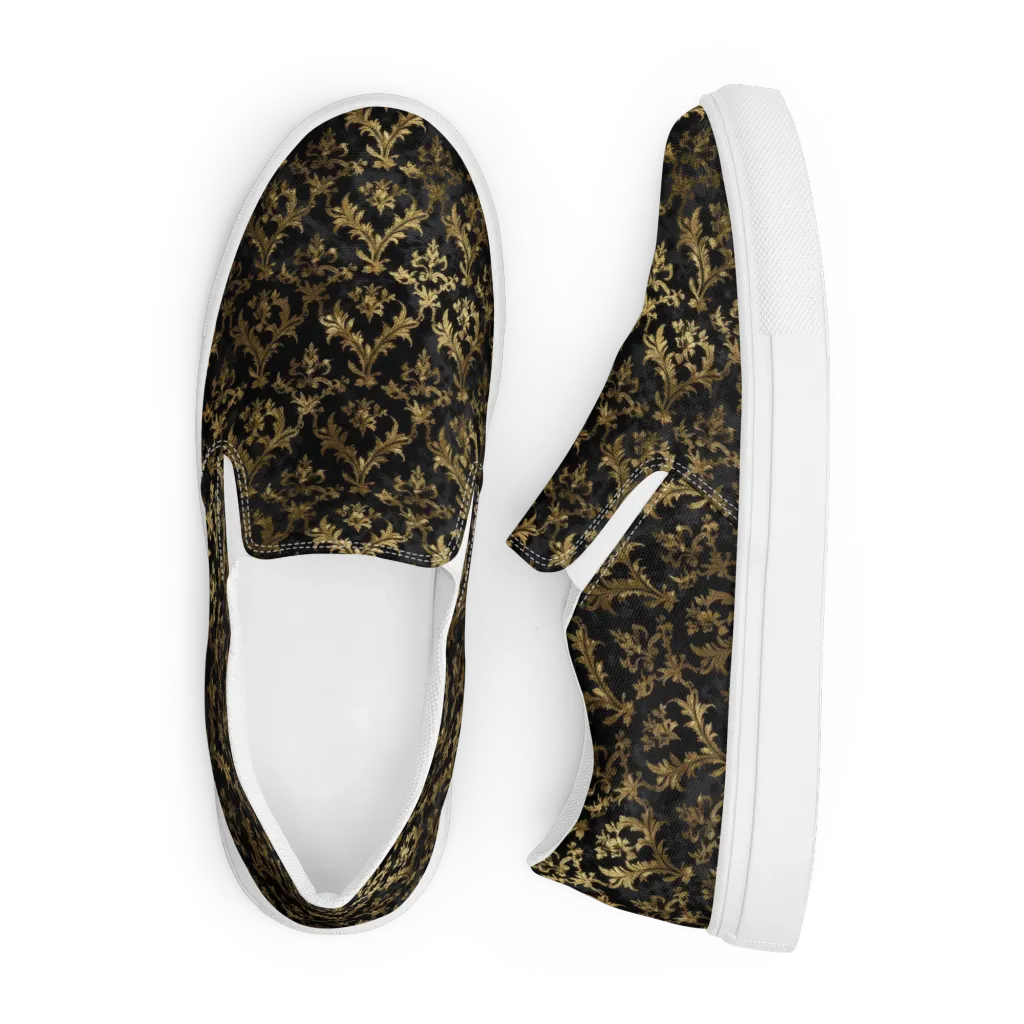 Gilded Damask on Men's Slip-On Canvas Shoes — Front