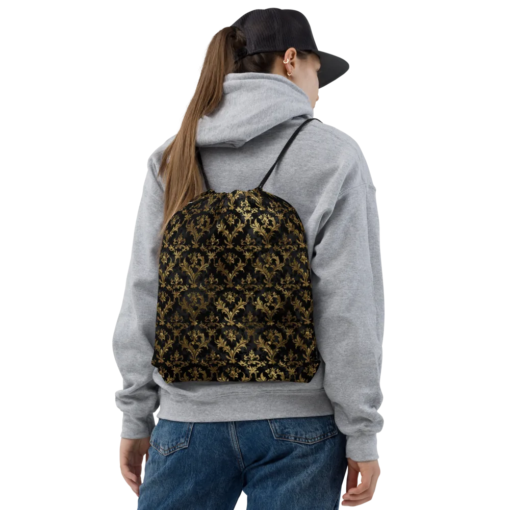 Gilded Damask on Drawstring Bag — Front