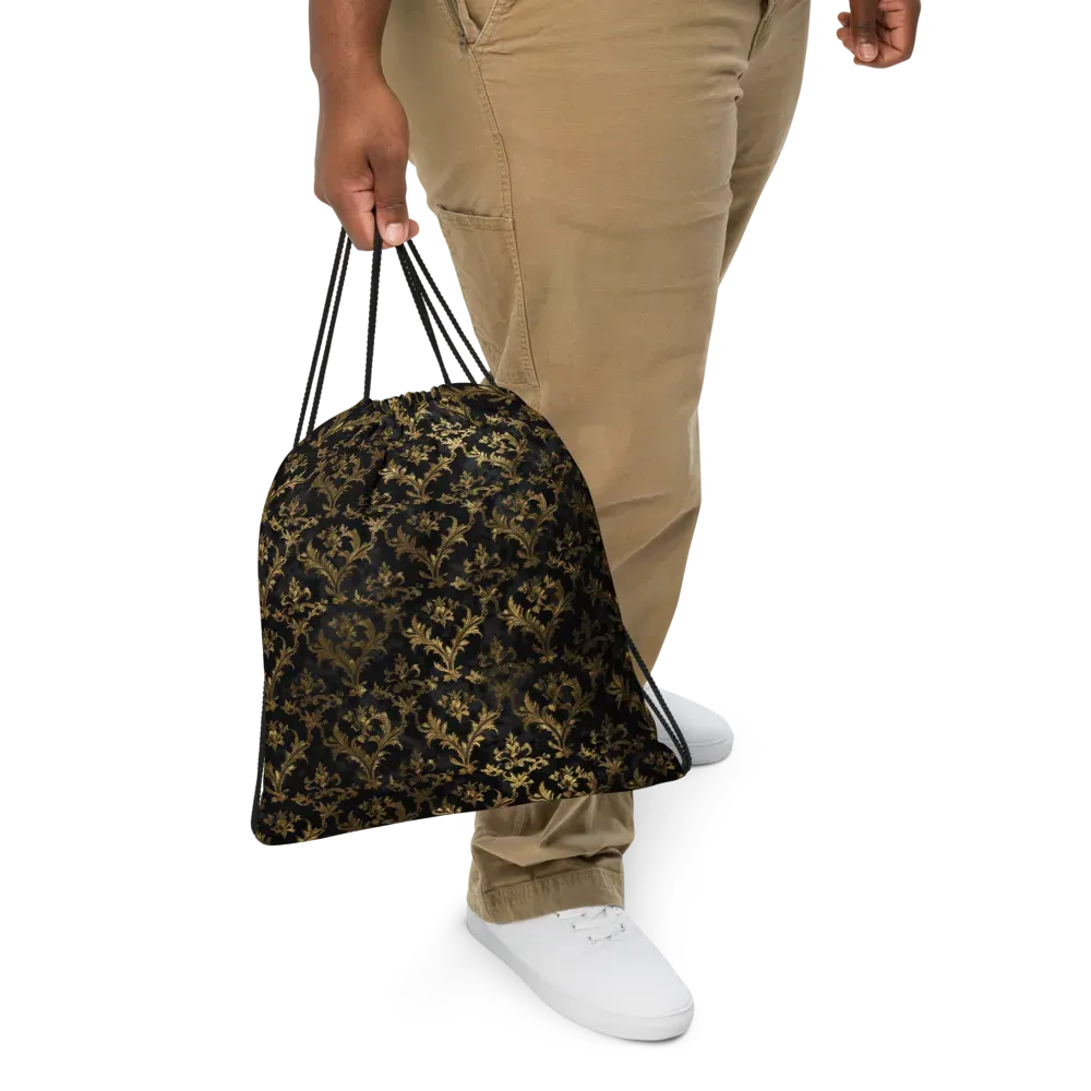 Gilded Damask on Drawstring Bag — Front