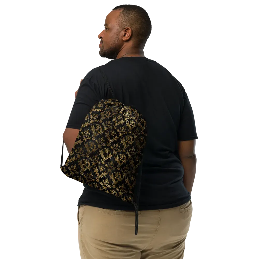 Gilded Damask on Drawstring Bag — Front