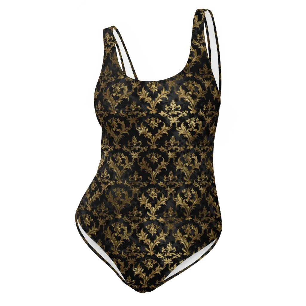 Gilded Damask on One-Piece Swimsuit — Front