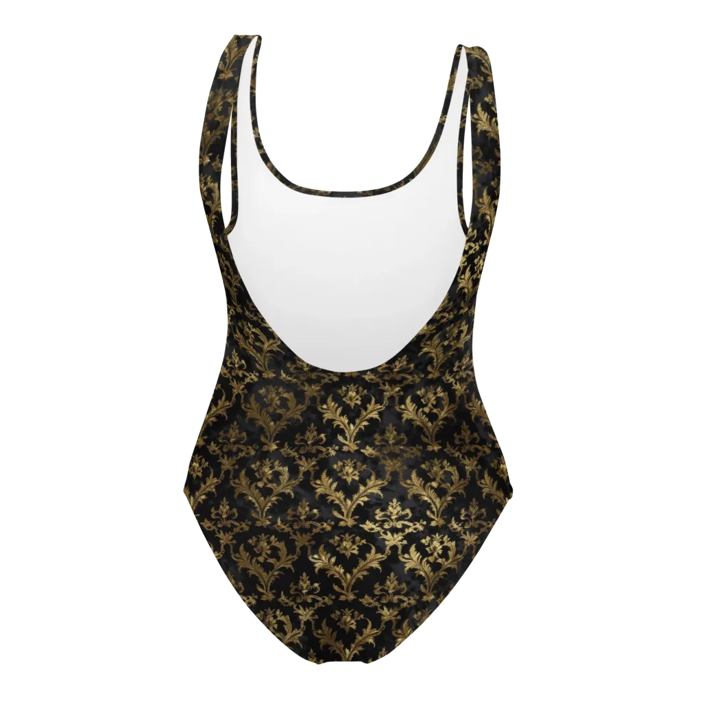 Gilded Damask on One-Piece Swimsuit — Back