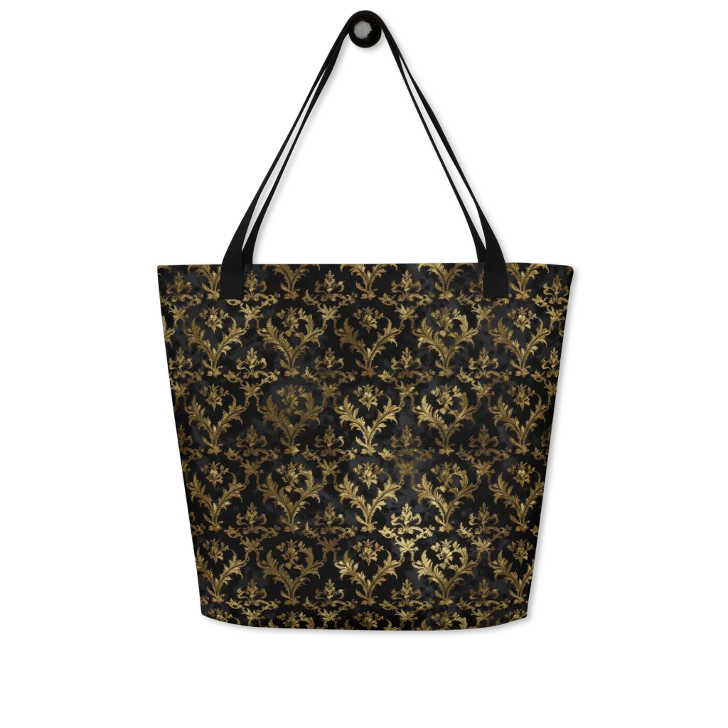 Gilded Damask on Large Tote Bag W/ Pocket — Front