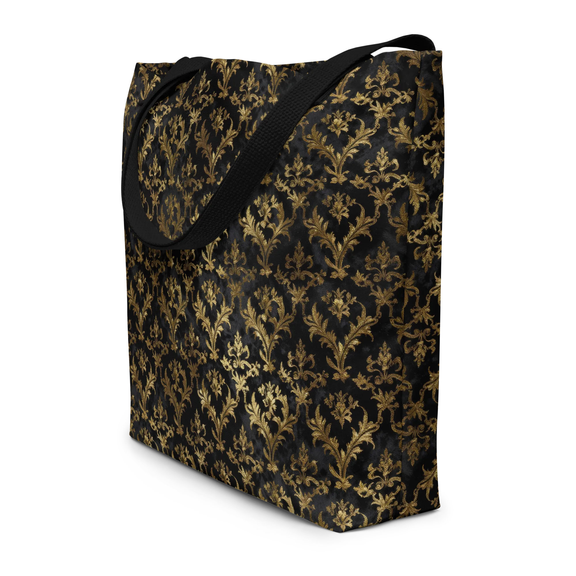 Gilded Damask on Large Tote Bag W/ Pocket — Front