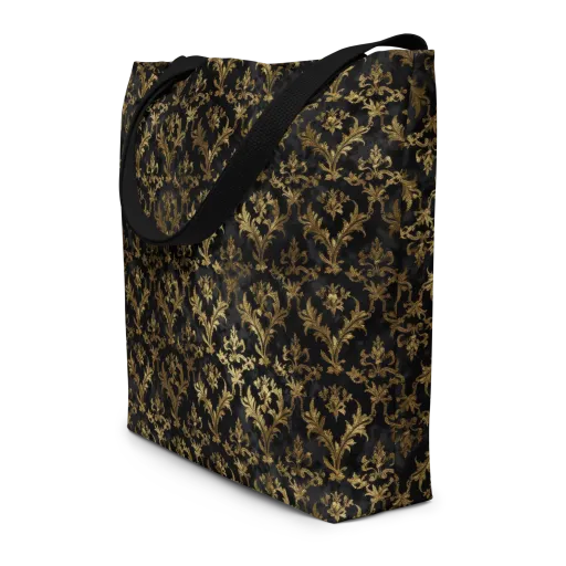 Gilded Damask on a Large Tote Bag W/ Pocket