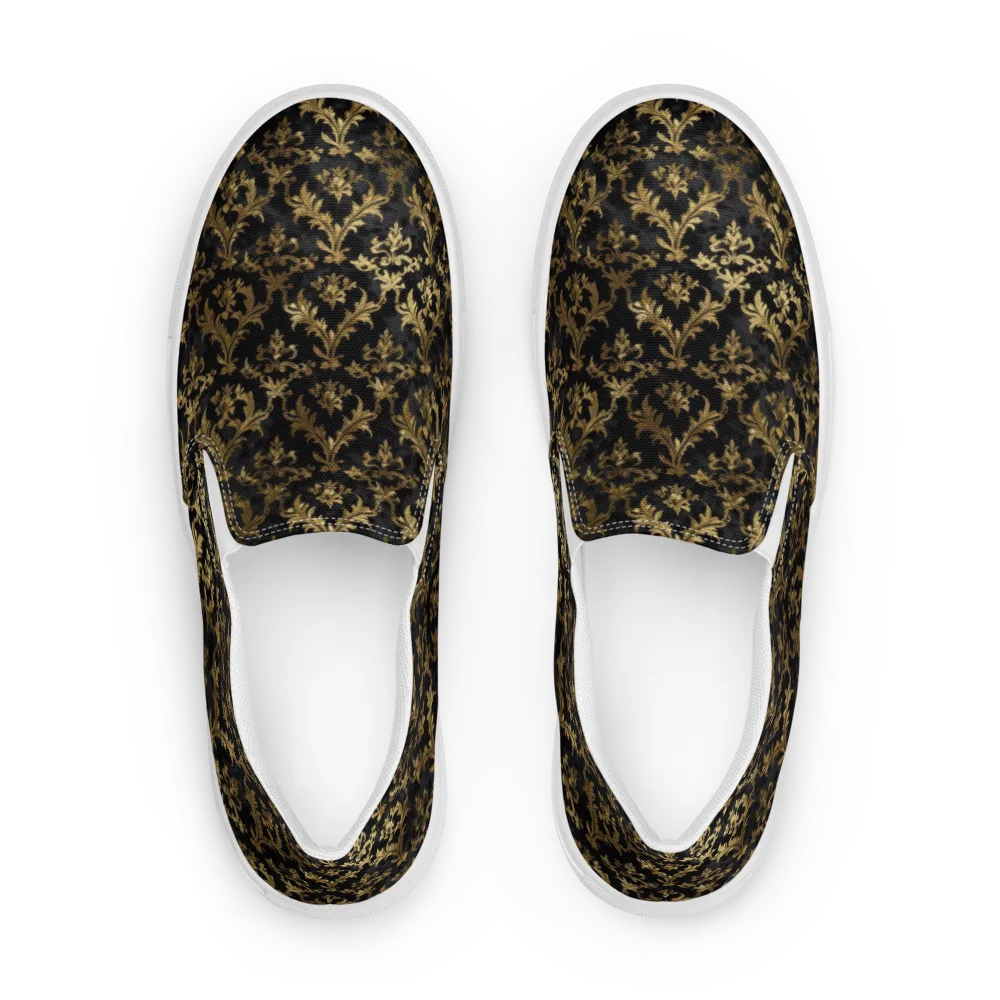 Gilded Damask on Women's Slip-On Canvas Shoes — Front