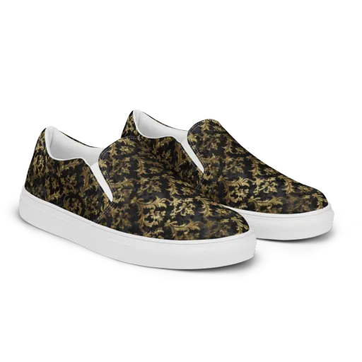 Gilded Damask on a Women's Slip-On Canvas Shoes