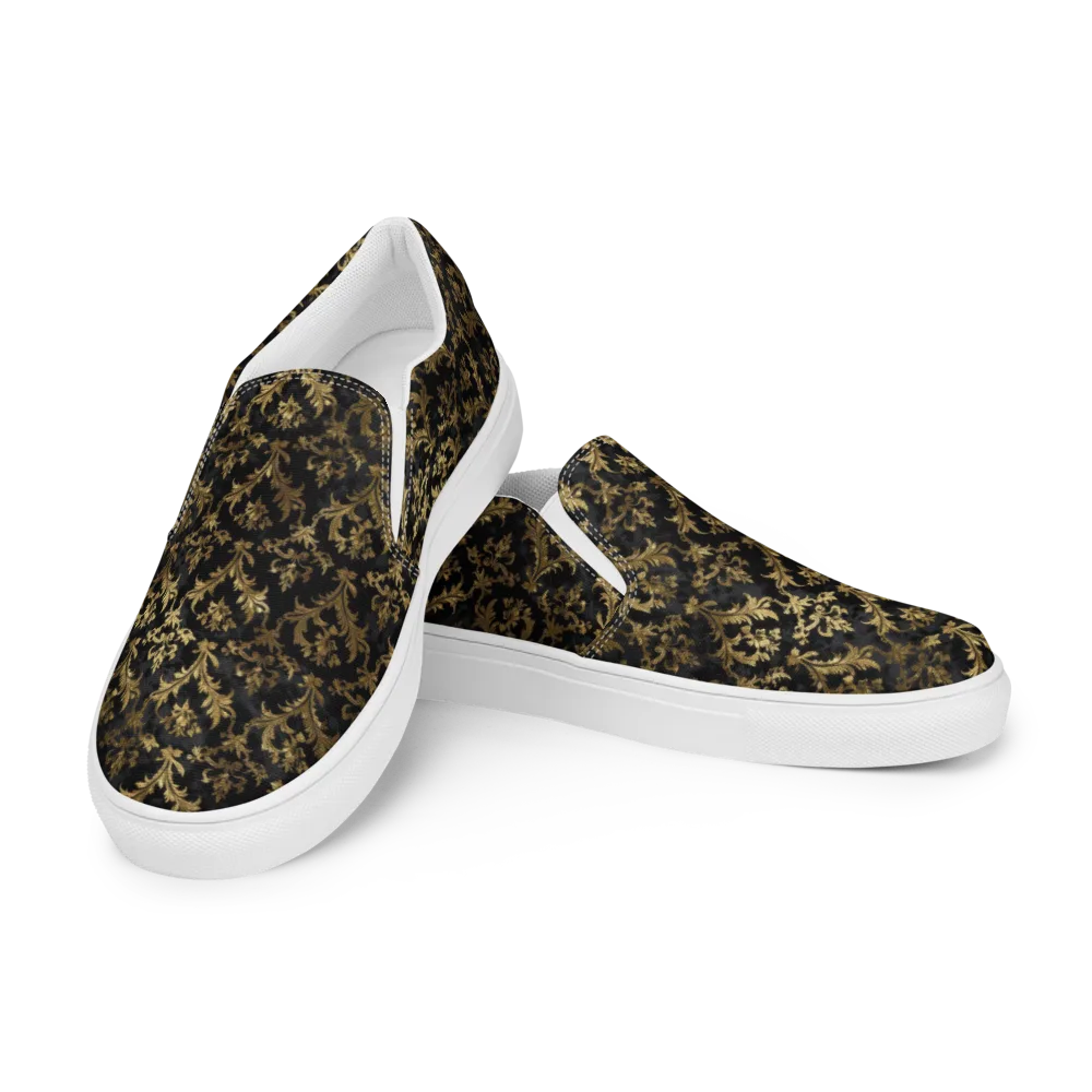 Gilded Damask on Women's Slip-On Canvas Shoes — Left Front