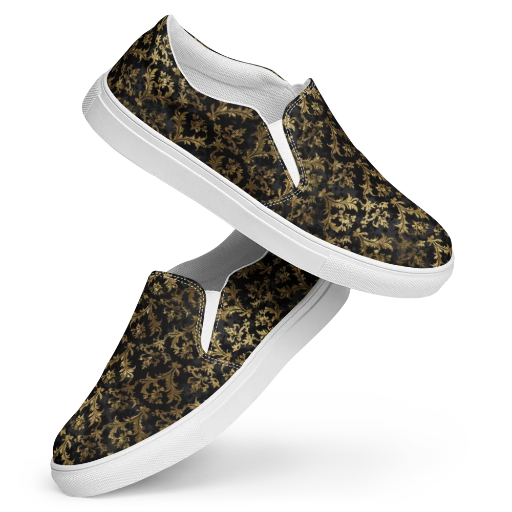 Gilded Damask on Women's Slip-On Canvas Shoes — Front