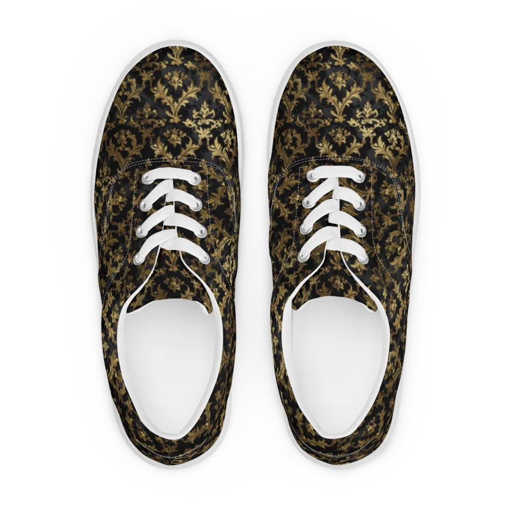 Gilded Damask on Men's Lace-Up Canvas Shoes — Front