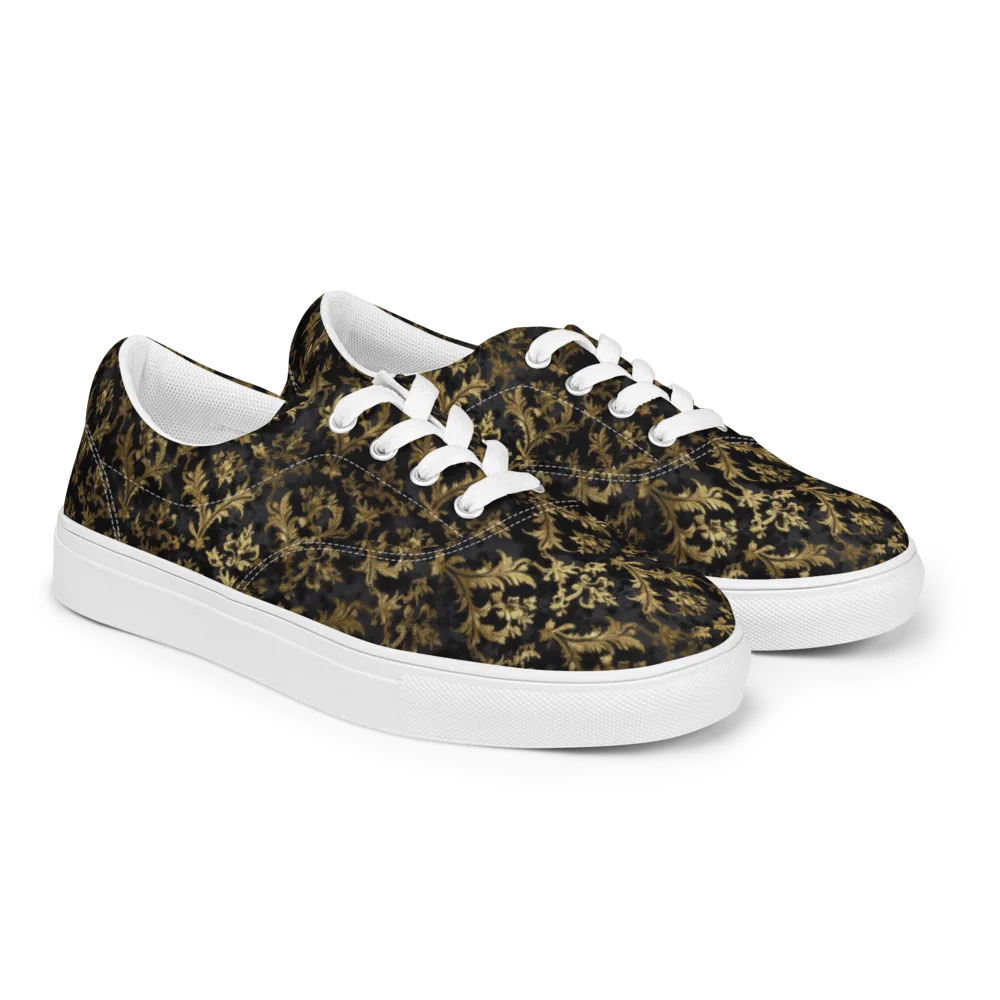 Gilded Damask on Men's Lace-Up Canvas Shoes — Right Front