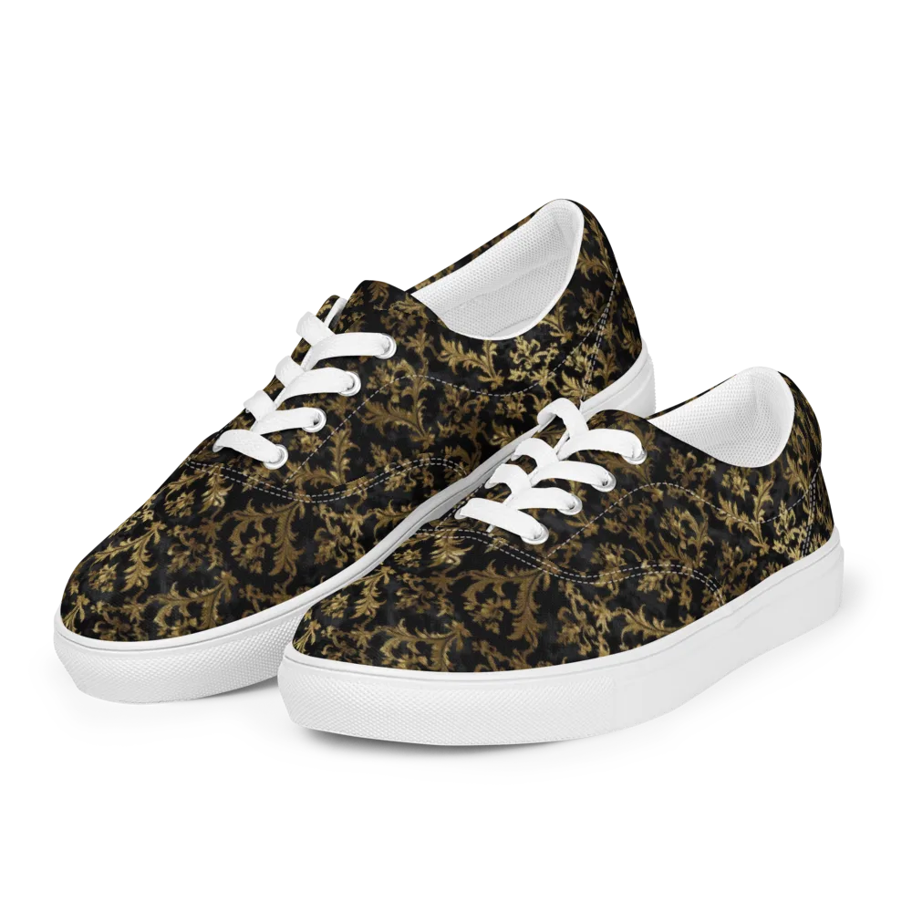Gilded Damask on Men's Lace-Up Canvas Shoes — Left Front