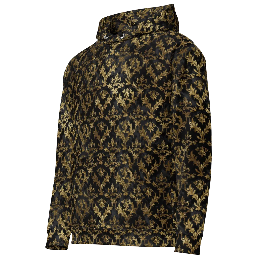 Gilded Damask on Cotton Hoodie — Left Front