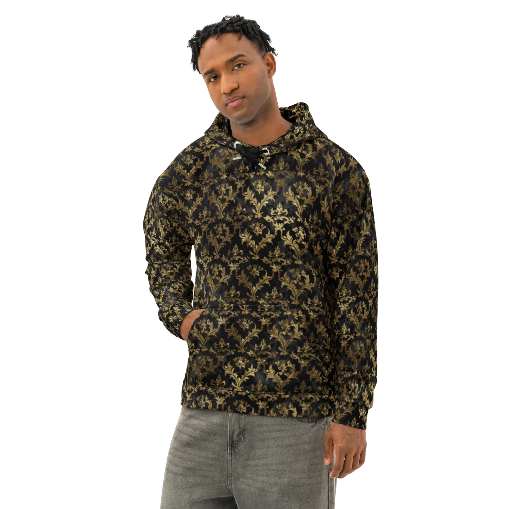Gilded Damask on Cotton Hoodie — Left Front
