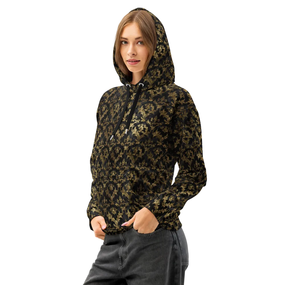 Gilded Damask on Cotton Hoodie — Left Front