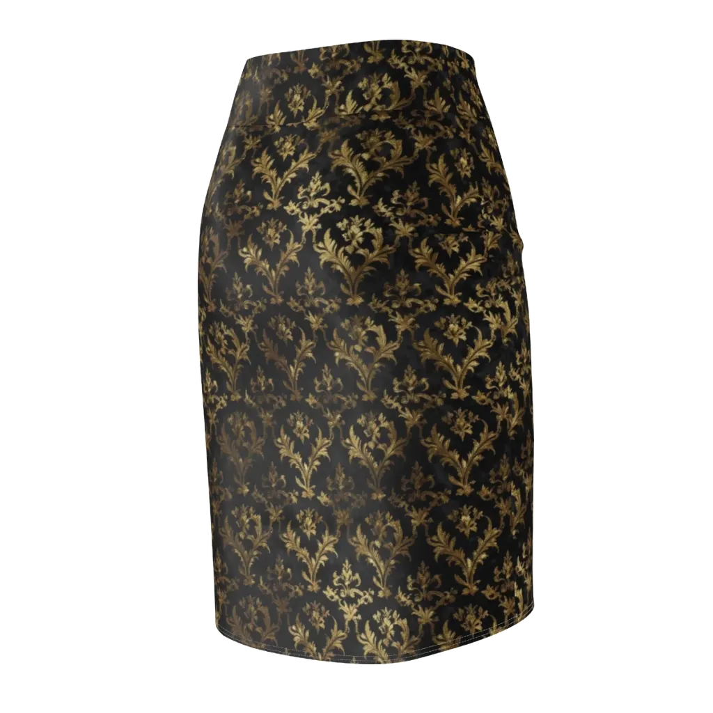 Gilded Damask on Pencil Skirt — Back Side