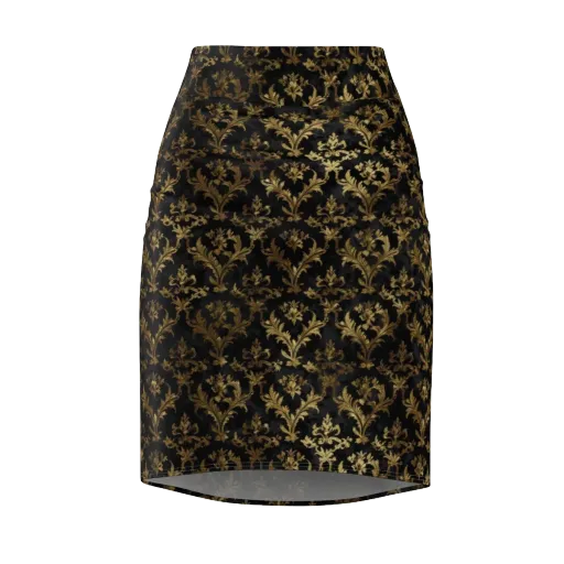 Gilded Damask on a Pencil Skirt