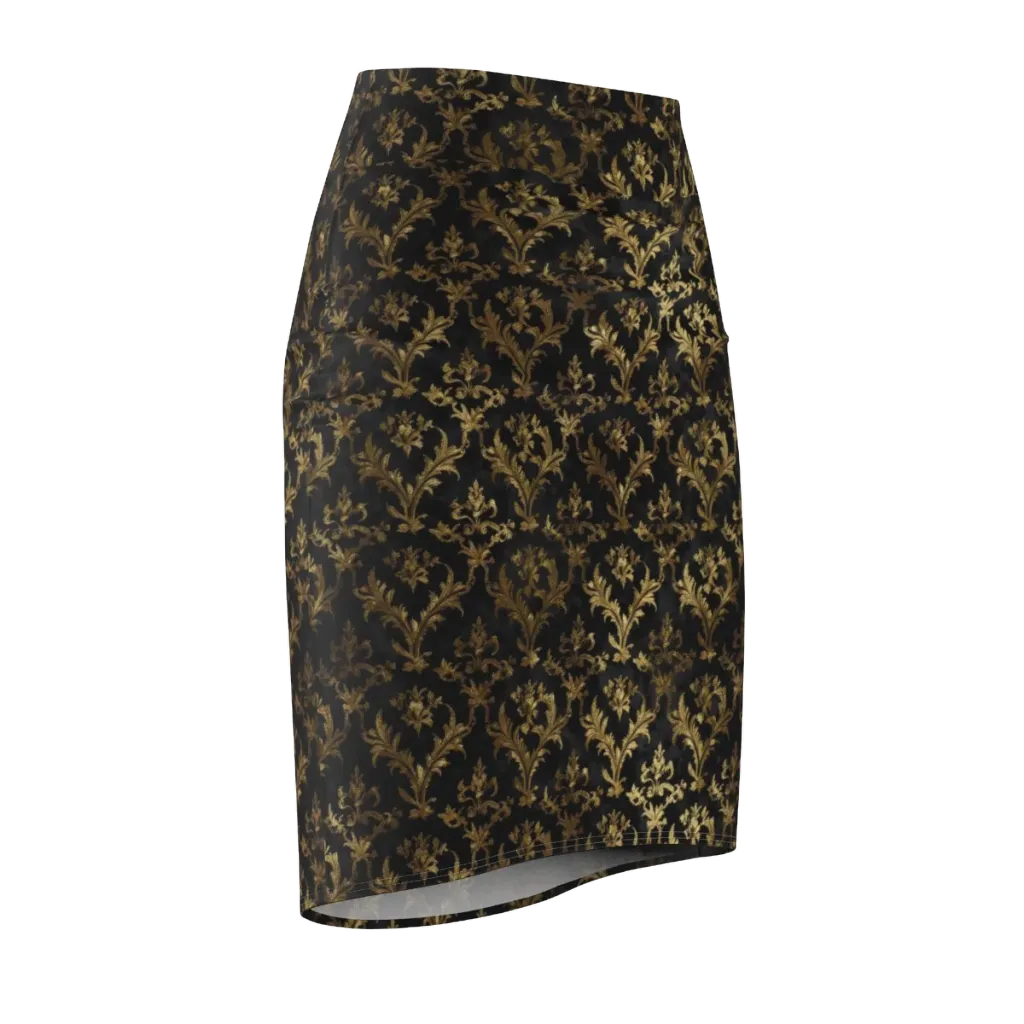Gilded Damask on Pencil Skirt — Front Side