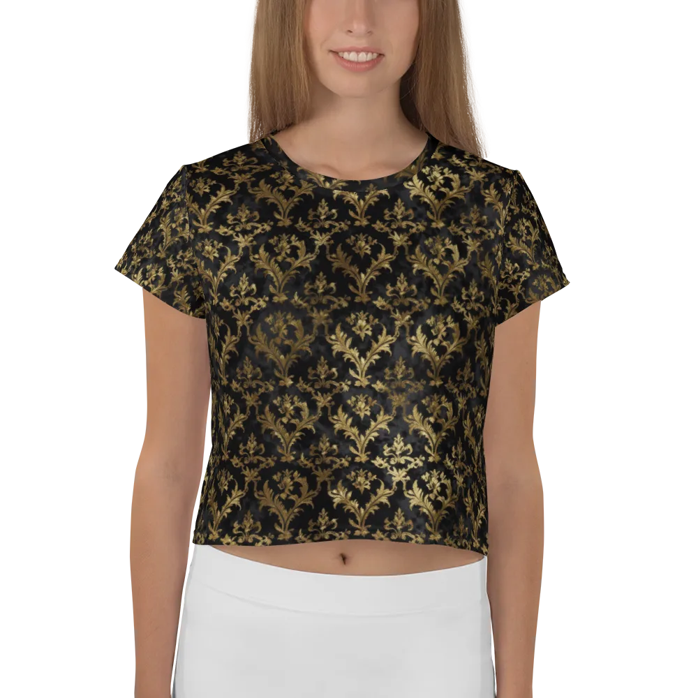 Gilded Damask on Crop Tee — Front