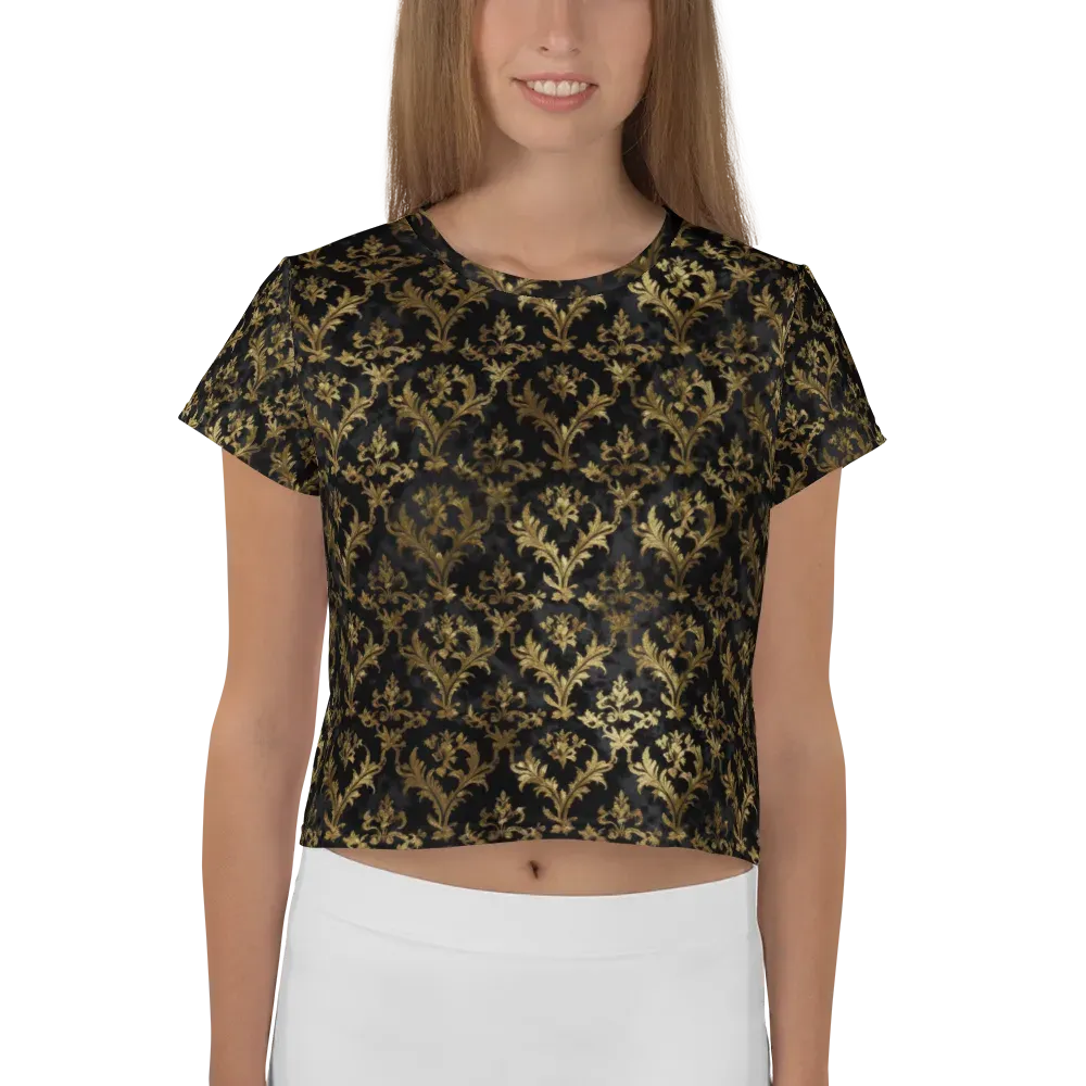 Gilded Damask on Crop Tee — Front