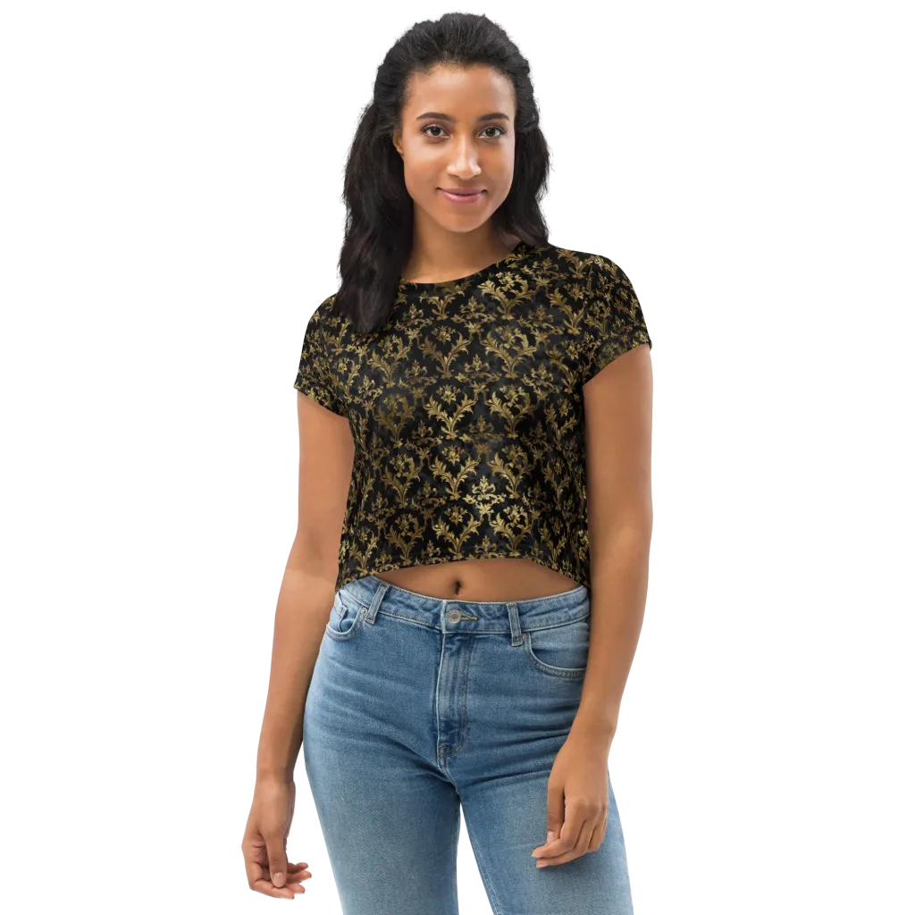 Gilded Damask on Crop Tee — Front