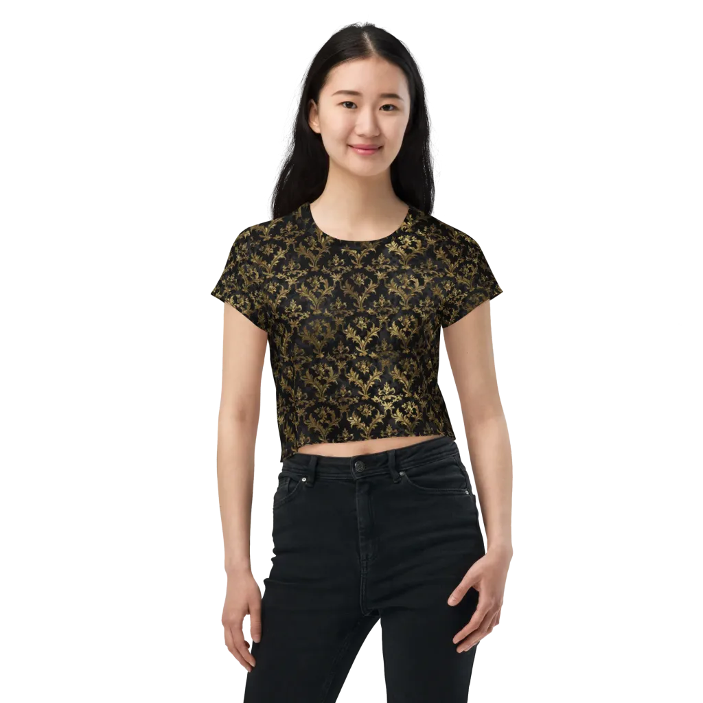 Gilded Damask on Crop Tee — Front