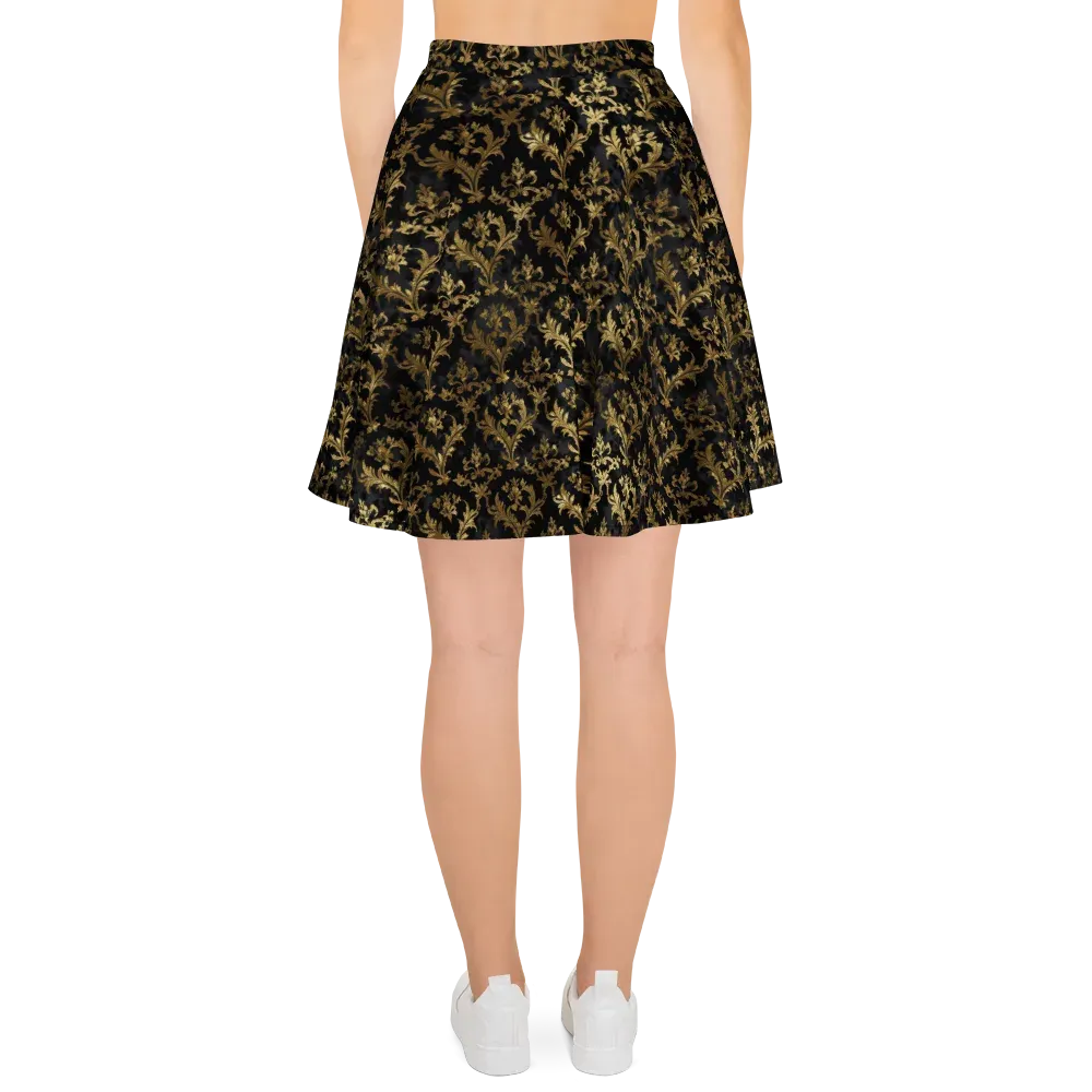 Gilded Damask on Skater Skirt — Back