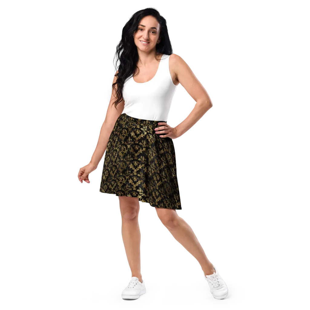 Gilded Damask on Skater Skirt — Front