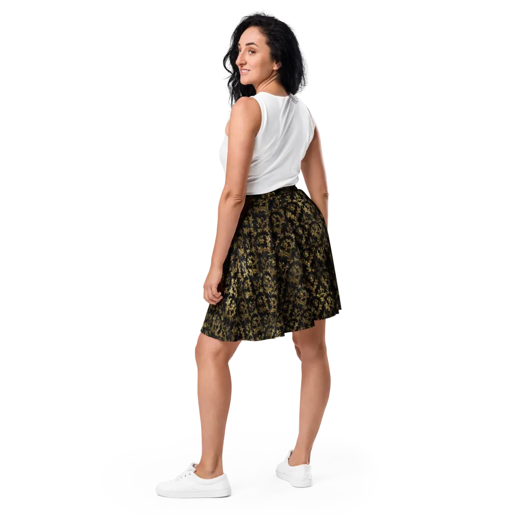 Gilded Damask on Skater Skirt — Back