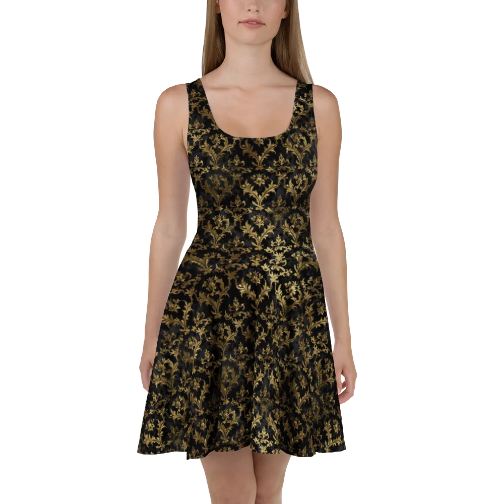 Gilded Damask on Skater Dress — Front