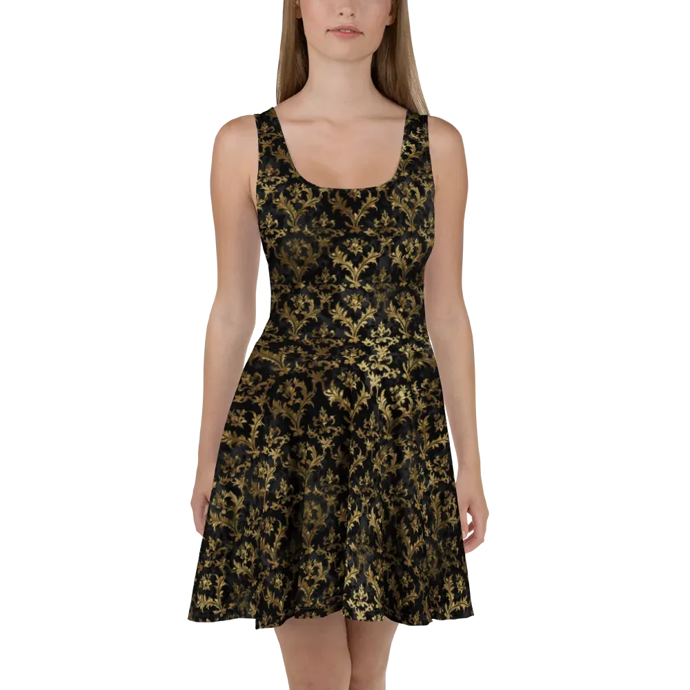Gilded Damask on Skater Dress — Front