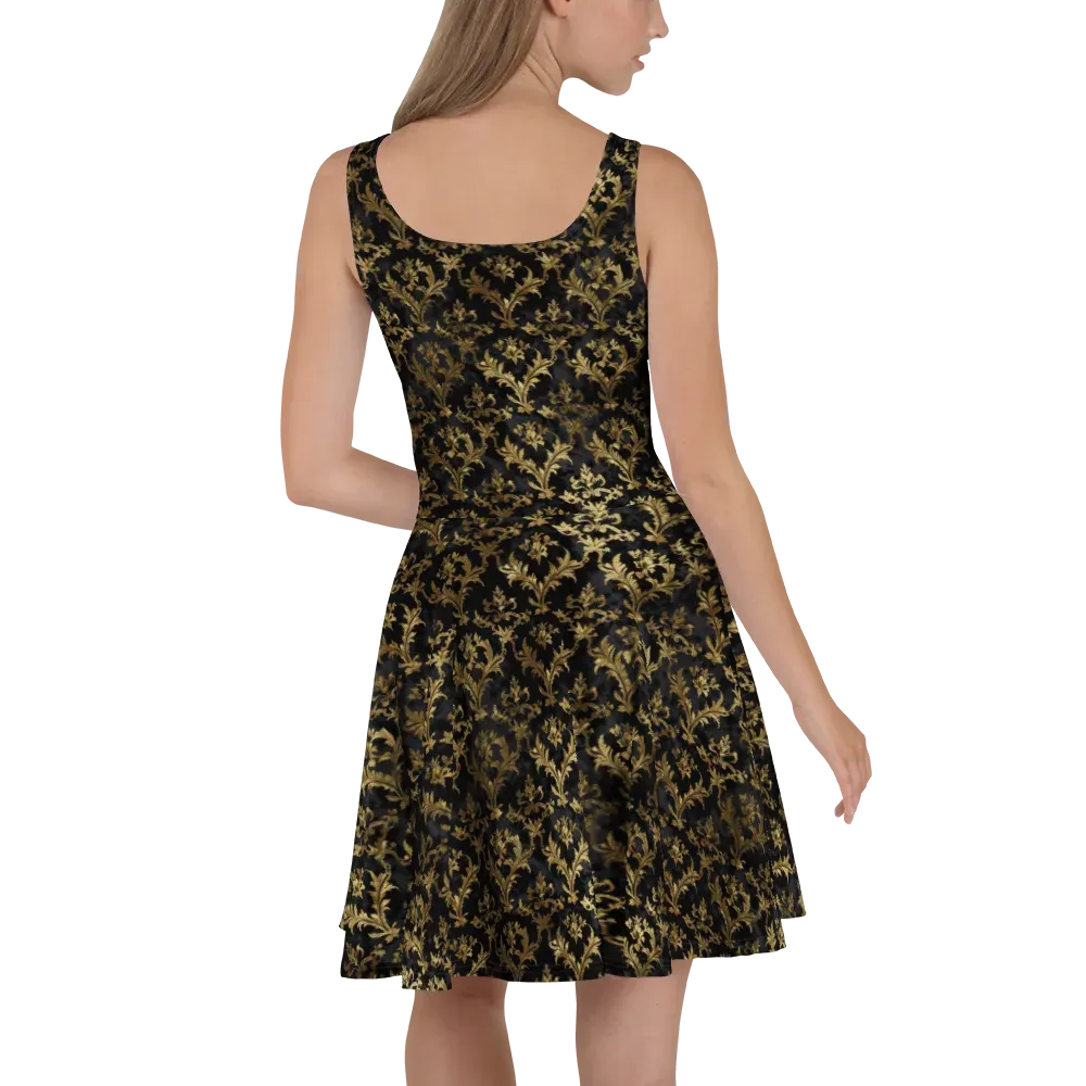 Gilded Damask on Skater Dress — Back