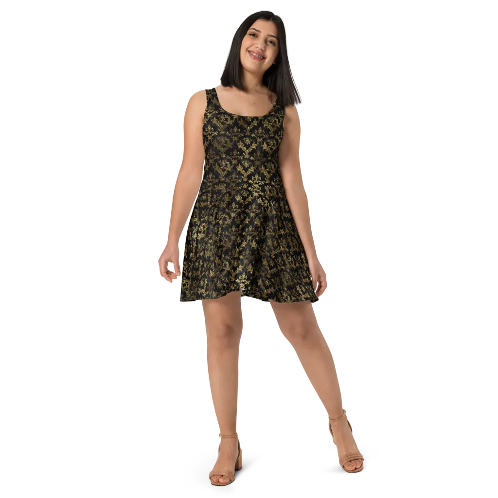 Gilded Damask on Skater Dress — Front