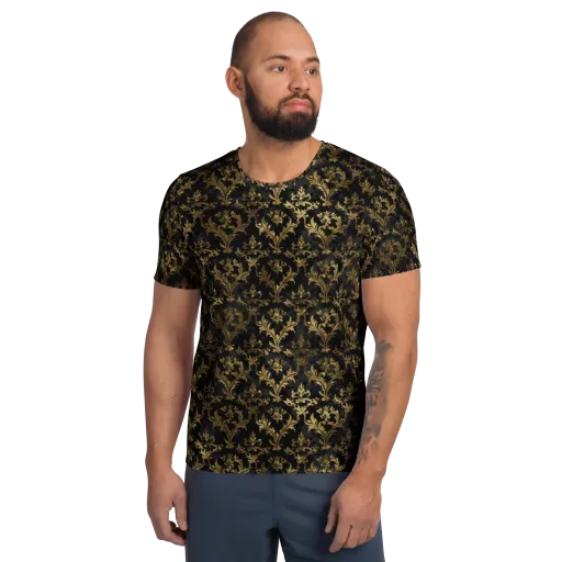 Gilded Damask on a Men's Athletic T-Shirt
