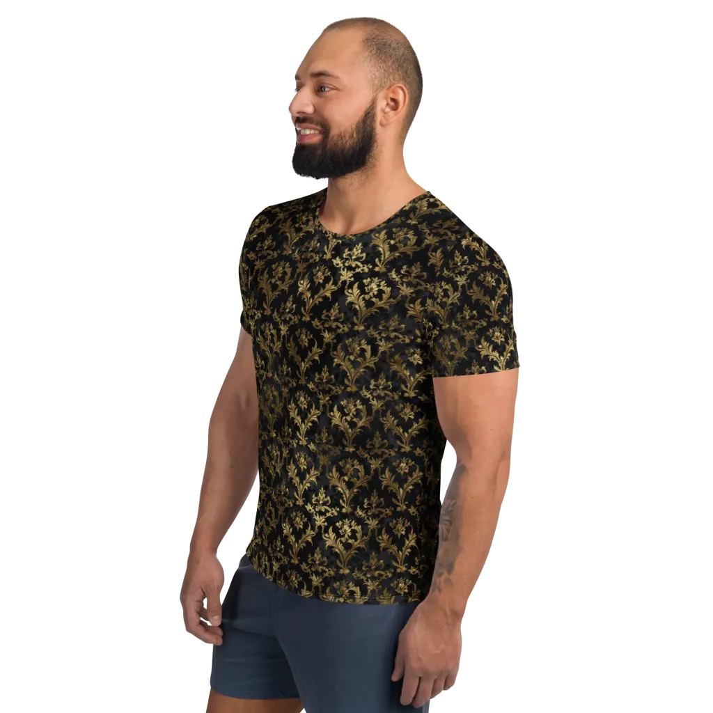 Gilded Damask on Men's Athletic T-Shirt — Left