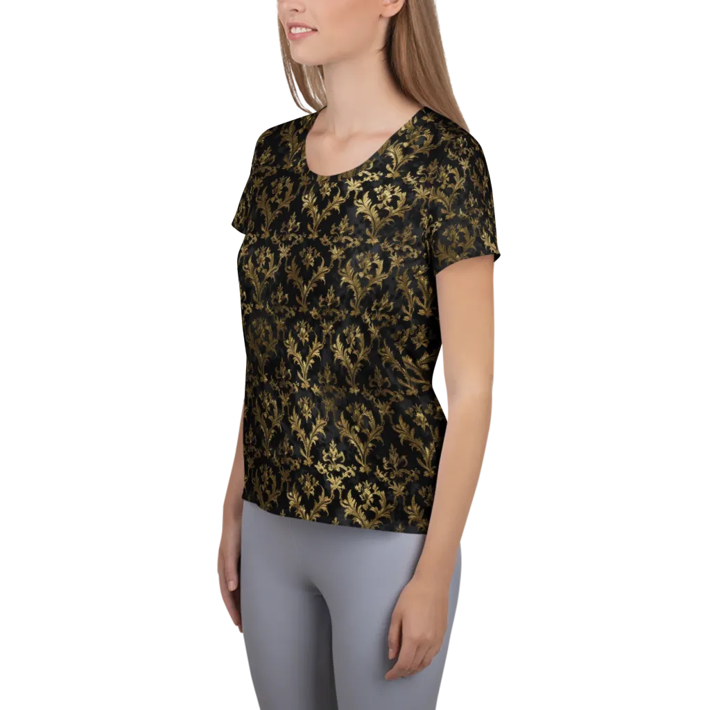 Gilded Damask on Women's Athletic T-Shirt — Left