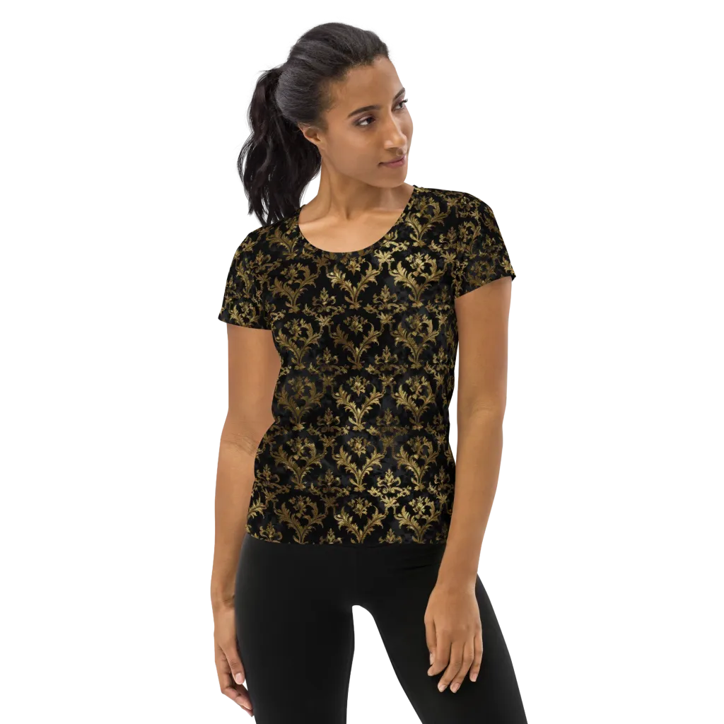 Gilded Damask on Women's Athletic T-Shirt — Front