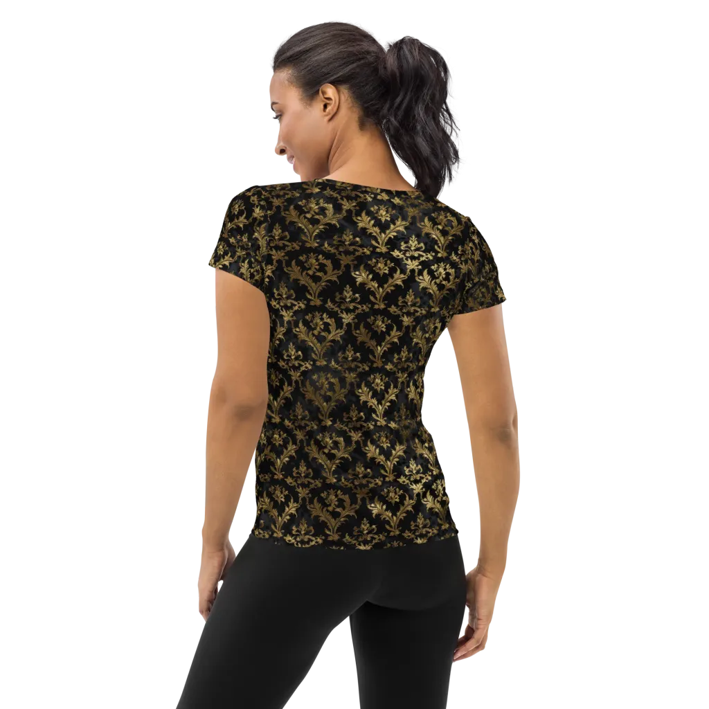 Gilded Damask on Women's Athletic T-Shirt — Back
