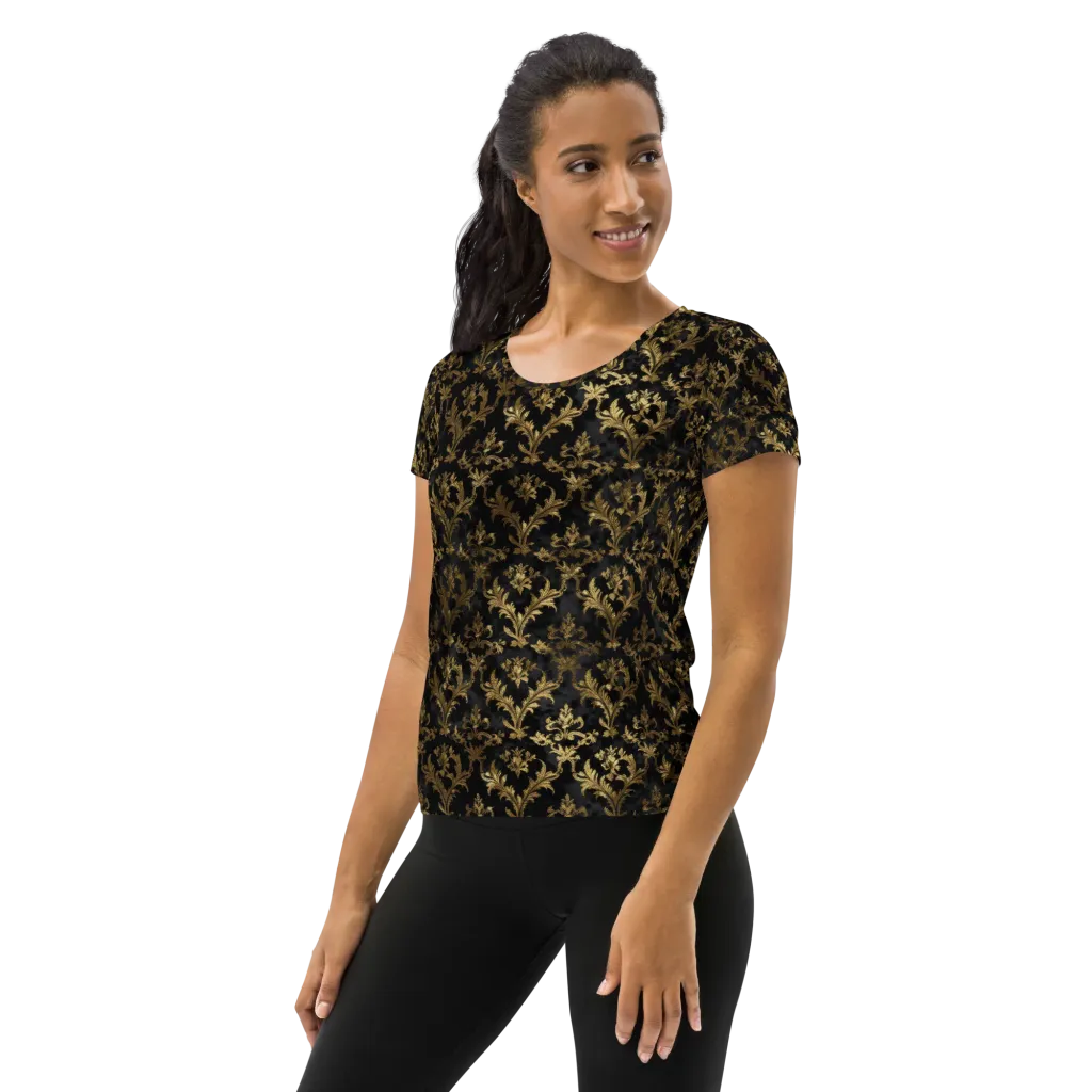 Gilded Damask on Women's Athletic T-Shirt — Left