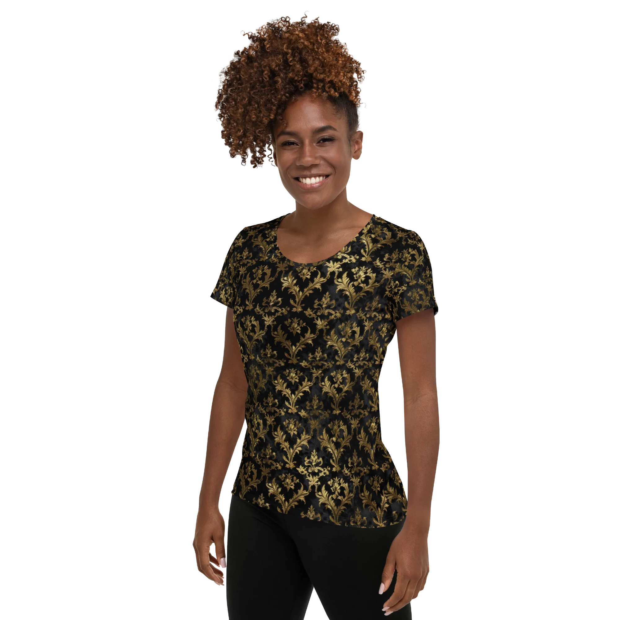 Gilded Damask on Women's Athletic T-Shirt — Left