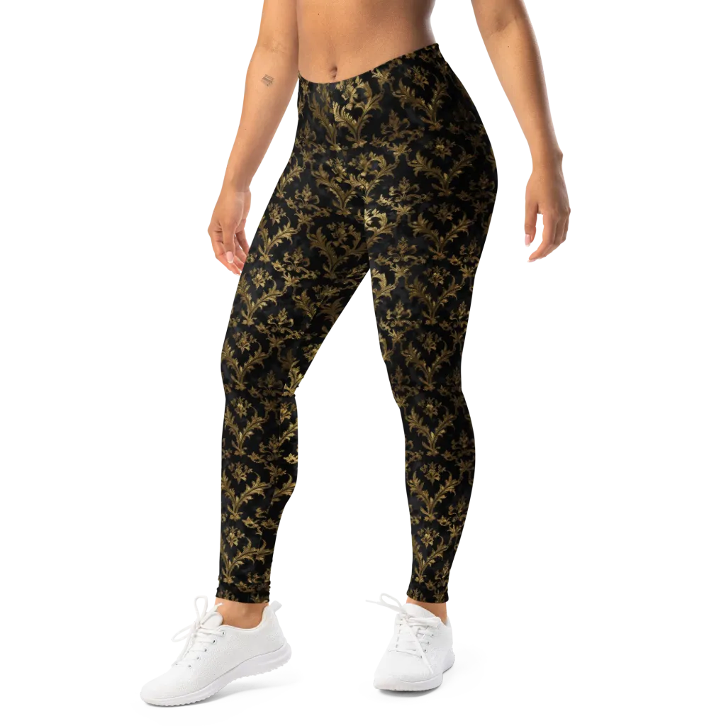 Gilded Damask on Leggings — Left Front
