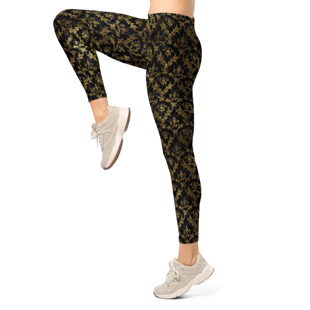 Gilded Damask on Leggings — Left