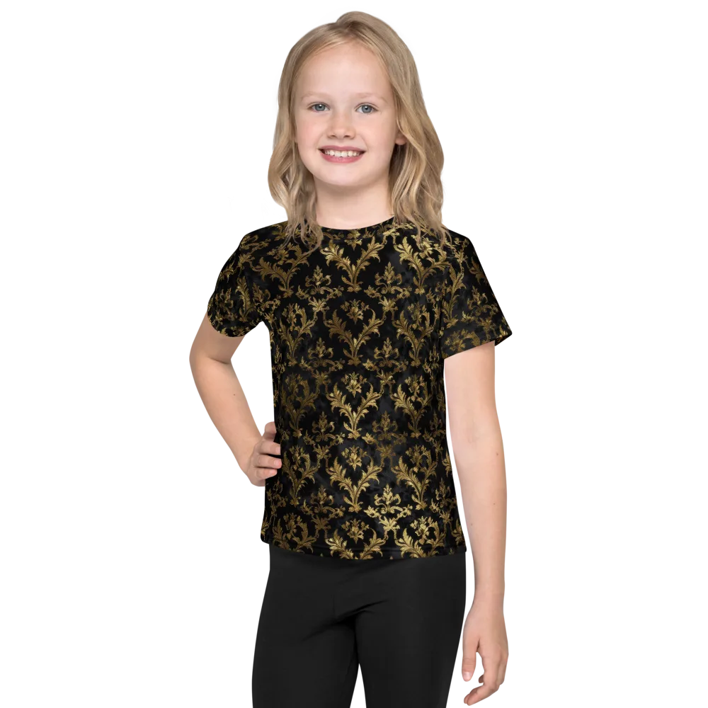 Gilded Damask on Kids Crew Neck T-Shirt — Front